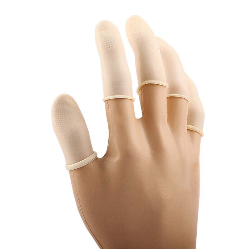 Houchuang Non-Slip Finger Cots, Latex Rubber Work Gloves, Thickened Wear-Resistant Anti-Slip, White, with Linen Dots [S/small Size] 100 Pieces [Jingcang Fast Delivery]