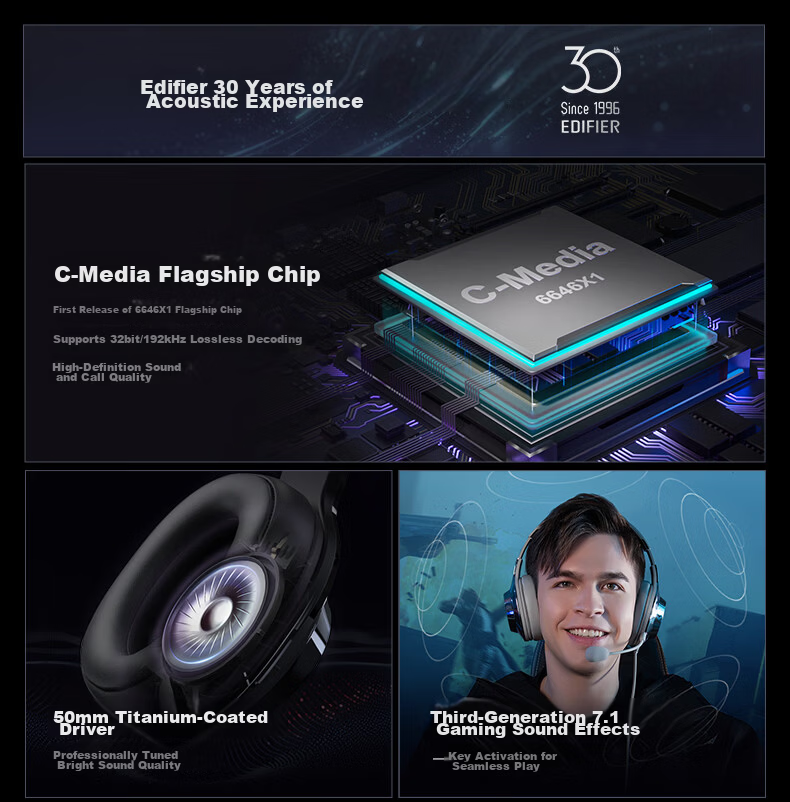 EDIFIER HECATE G2 Pro USB7.1 Channel Abyss Light Gaming Headset, E-Sports Headphones, Over-Ear Wired Computer Microphone, FPS PUBG Delta Headphones, Misty Pink 5