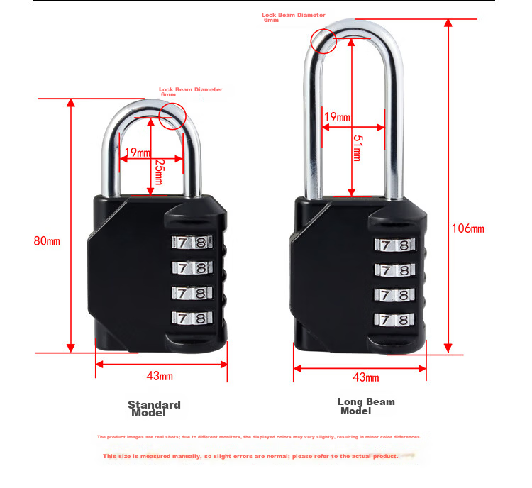 Auburn Combination Padlock 4-Digit Password Waterproof Rustproof Outdoor Use 1604 Black 9