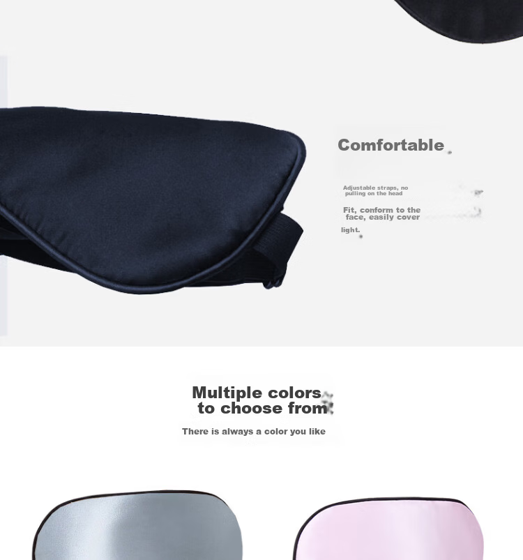 Travel Jiajialin Series Silk Sleep Mask Black Breathable Comfortable Nap Eye Mask Light Blocking 9