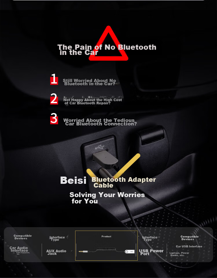 Baseus Car Bluetooth Receiver, Car MP3 Player, Bluetooth 5.0 Lossless Audio And Video Cigarette Lighter, Aux Converter 3
