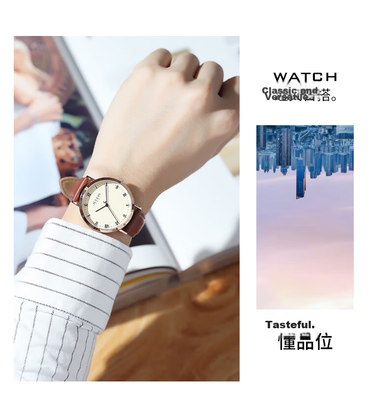 Julius Men's Watch Simple Leather Strap Fashion Trendy Waterproof Quartz Watch Valentine's Day Gift for Boyfriend 9