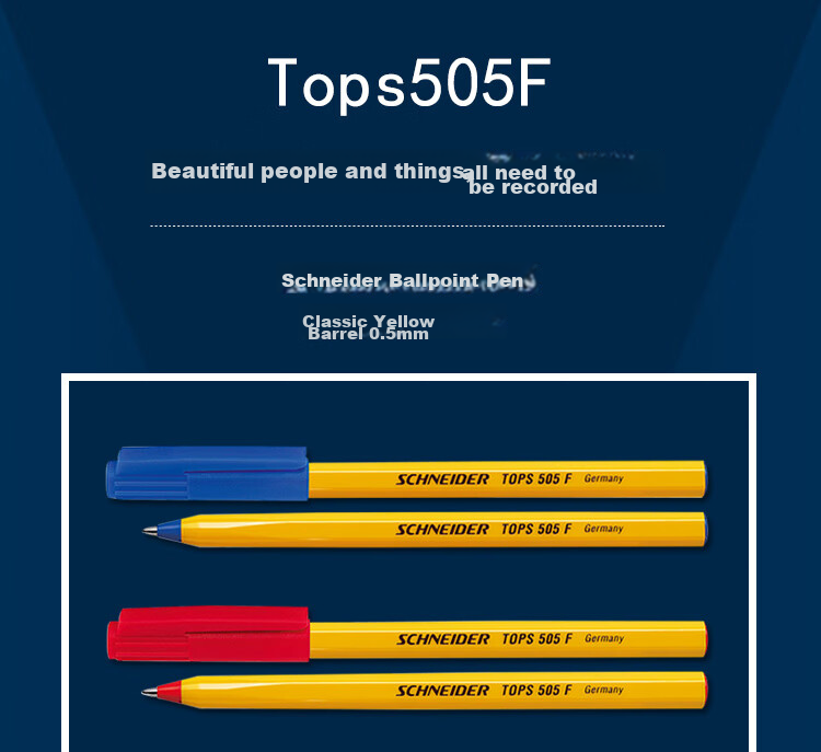 Schneider Ballpoint Pen, Large Capacity 0.5mm Bullet Tip, Smooth Ink Flow, for Students And Daily Office Use, 505F-Red, Pack of 5 1