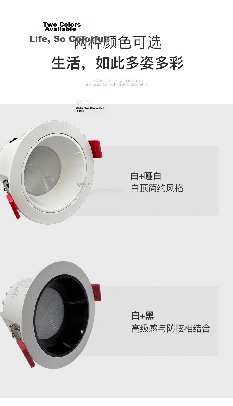 JIAOJIAOZHE Anti-Glare Downlight, Recessed LED Ceiling Light, Hallway Light, Entrance Light, Living Room Light without Main Light, 7W Black Cup, 4000K 2