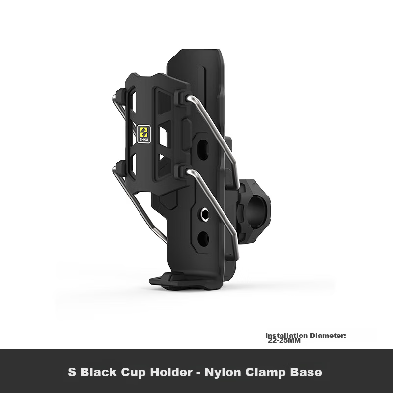 SMNU Falcon S Adaptive Motorcycle Crash Bar Cup Holder Electric Scooter Universal Water Bottle Bracket - Black Nylon Clamp Model