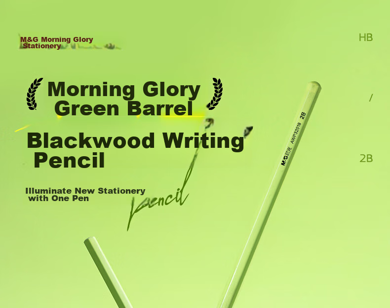 M&G Stationery HB Pencil Black Wood Small Green Hexagonal High-End Pencil for Primary Students Marking Pencil Exam Special Back-to-School Handwriting Drawing 10pcs/Box AWP32019 1