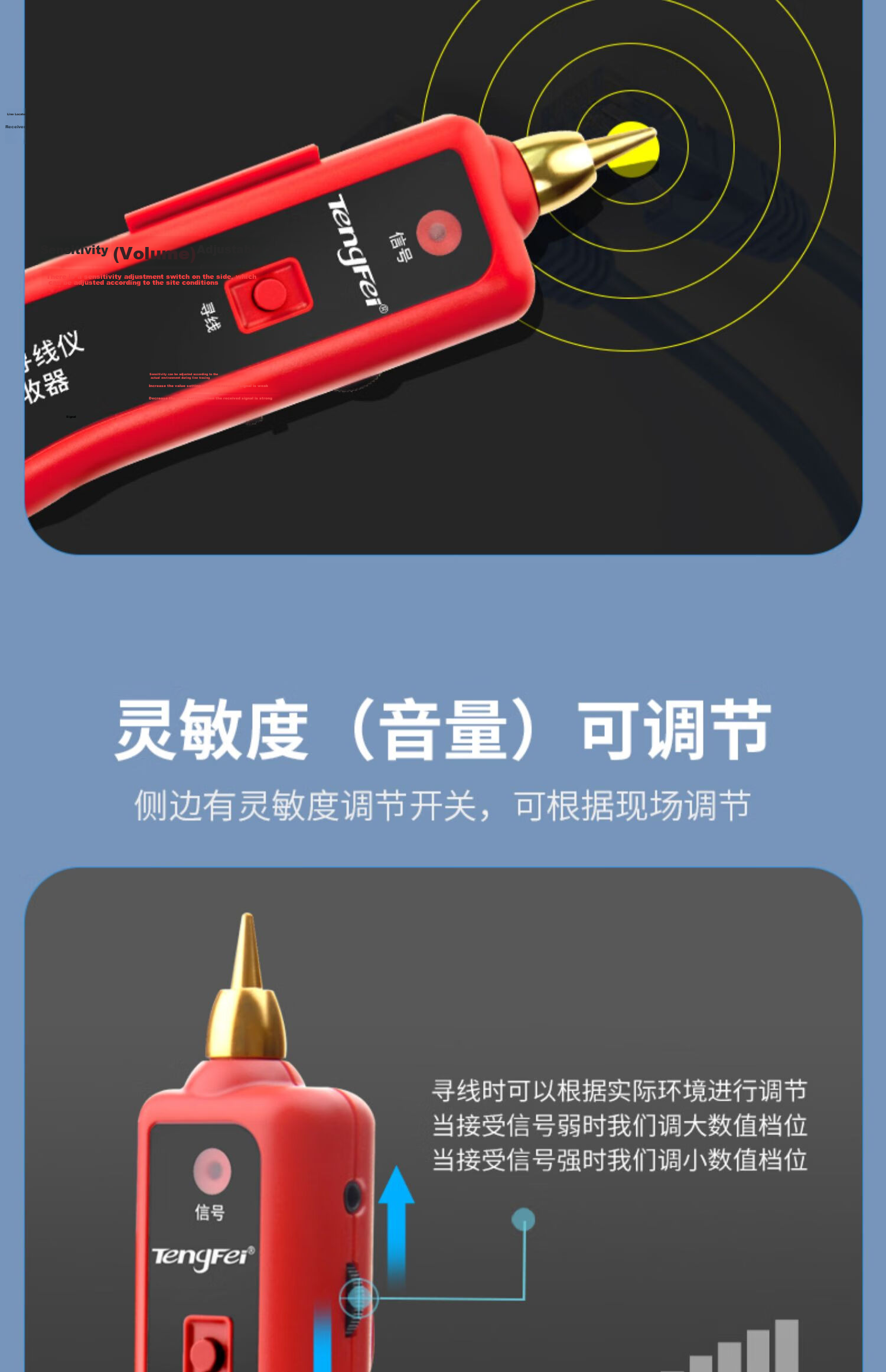 Tengfei Network Cable Tester with Bag Multifunctional Telephone Network Line Tracker Switch Line Finder Anti-Interference 60V Voltage Resistant Cable Tracer Detector 7