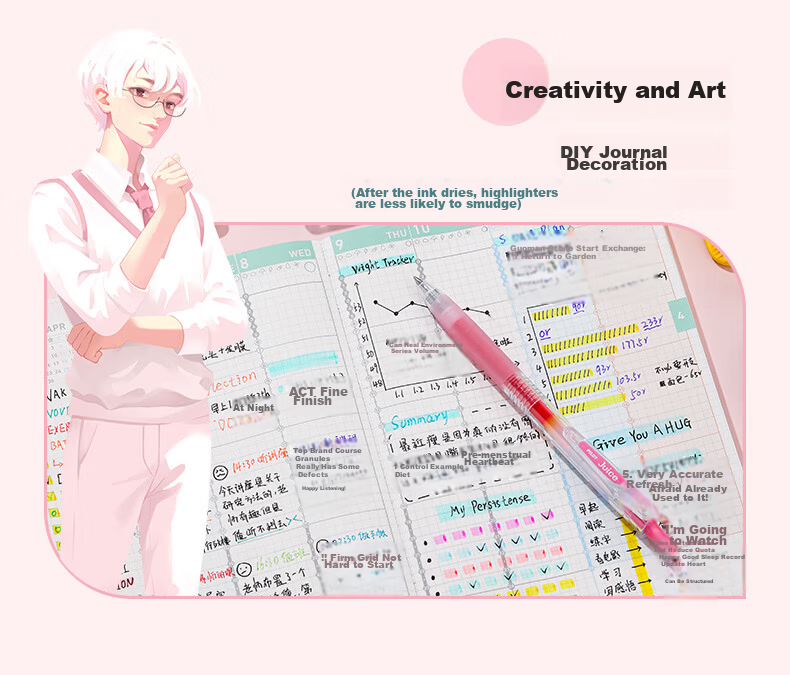 PILOT JUICE Gel Pen, Colorful Neutral Pen, 0.5mm, Retractable Pen, Stationery, Student Planner Pen, High Aesthetic Value, Pink Blue LJU-10EF 14