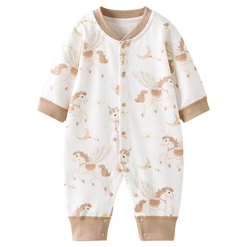 Tongtai Baby Romper Spring and Autumn Pure Cotton Newborn Clothes Baby Casual Outing Jumpsuit Crawling Suit Yellow 90cm
