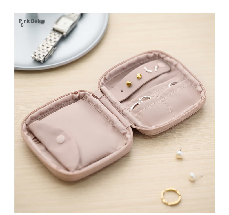 MUJI Polyester Jewelry Bag, M Pink Rice Color 3