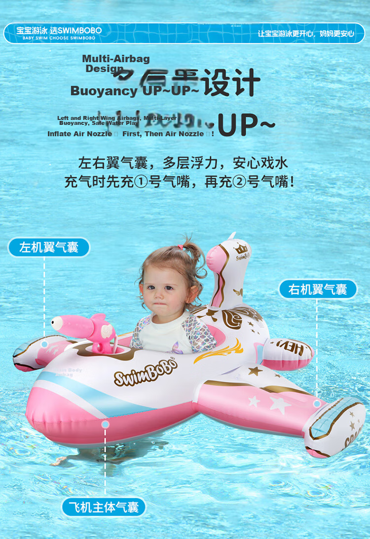 Swimbobo Baby Swim Ring, Cartoon Children's Swim Ring, Pink Little Car Baby Seat Boat Swimming Equipment Seat Ring K2004 8