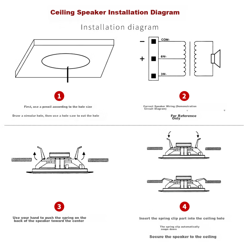 Newmine R15 Ceiling Speaker One-to-Four Set Bluetooth Constant Voltage Amplifier for Shop Restaurant Home Living Room Background Music Public Address Ceiling Speaker 18