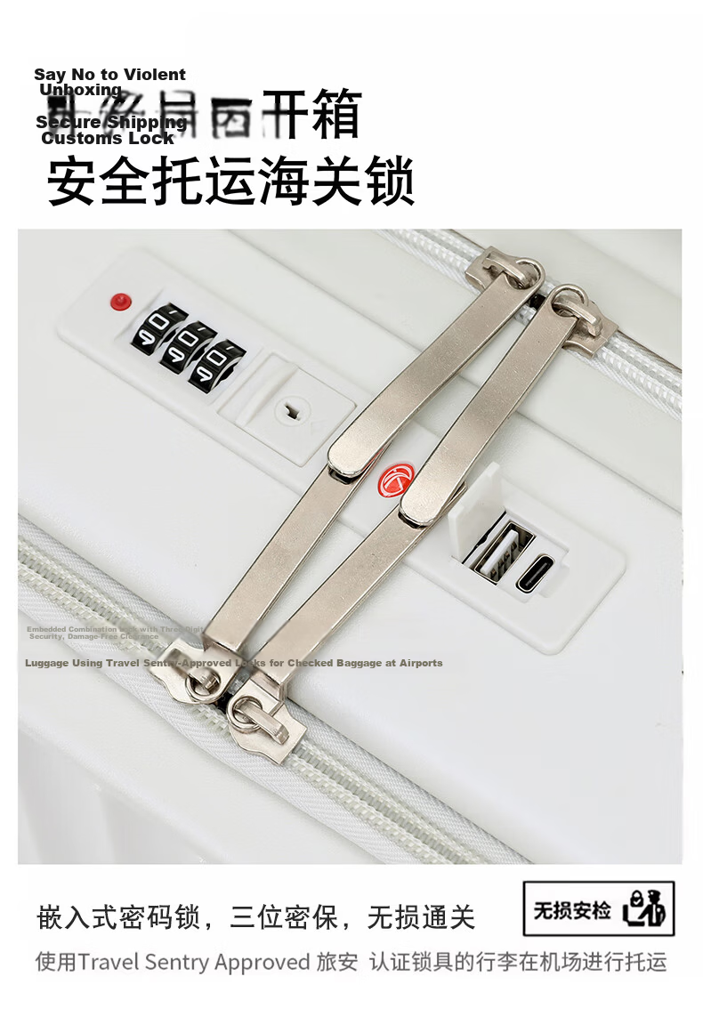 Huahuagongzi Front-Opening Multifunctional Trolley Suitcase for Women And Men, Business Travel Password Lock Luggage, 24-Inch Silver 11
