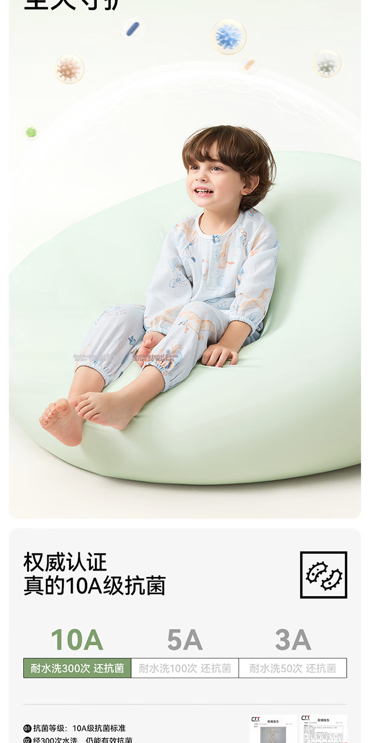 Betis Kids Summer Lightweight Homewear Set New Baby Pajamas Nine-Sleeve Pants Boys and Girls Air Conditioning Clothes 10
