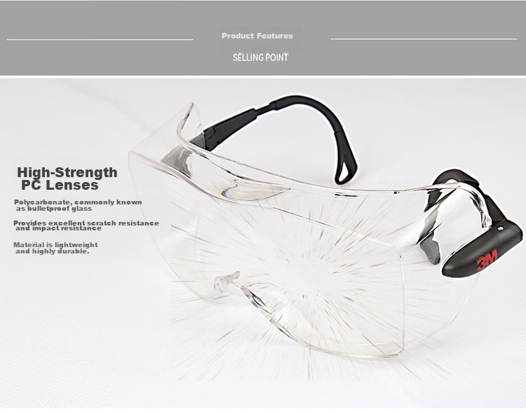 3M Protective Goggles, Dust And Fume Resistant, UV Protection, Safety Glasses, Impact-Resistant, Splash-Proof, for Factory And Laboratory Use, Clear Lenses, Suitable for Nearsightedness, 12308 3