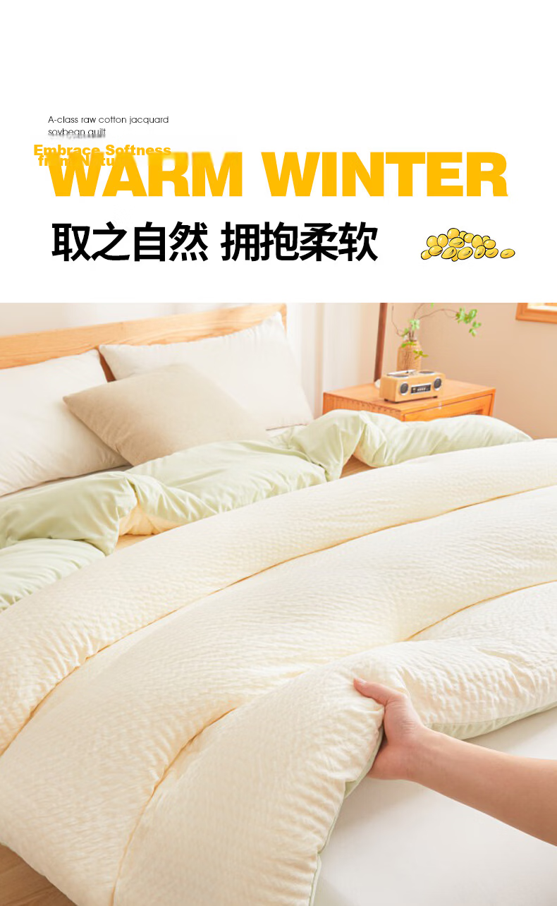 MUJI Quilt [Class A Soy Fiber] Thickened Warm Winter Quilt Core 200*230cm 6 Jin All-Season Universal 3