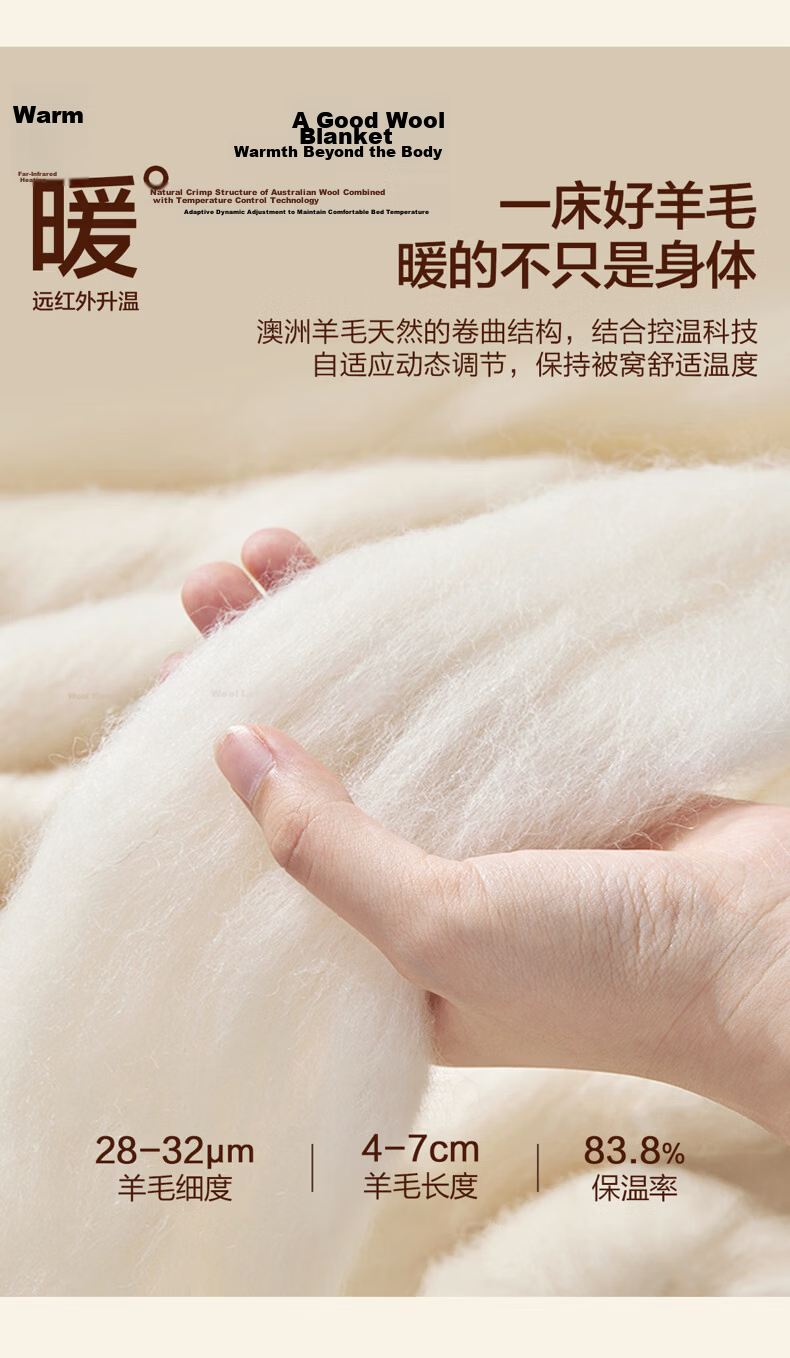 Mercury Home Textile Wool Quilt 100% Australian Wool Four Seasons Temperature-Controlled Spring and Autumn Quilt Core 150×210cm Approx. 3.4 Jin 13