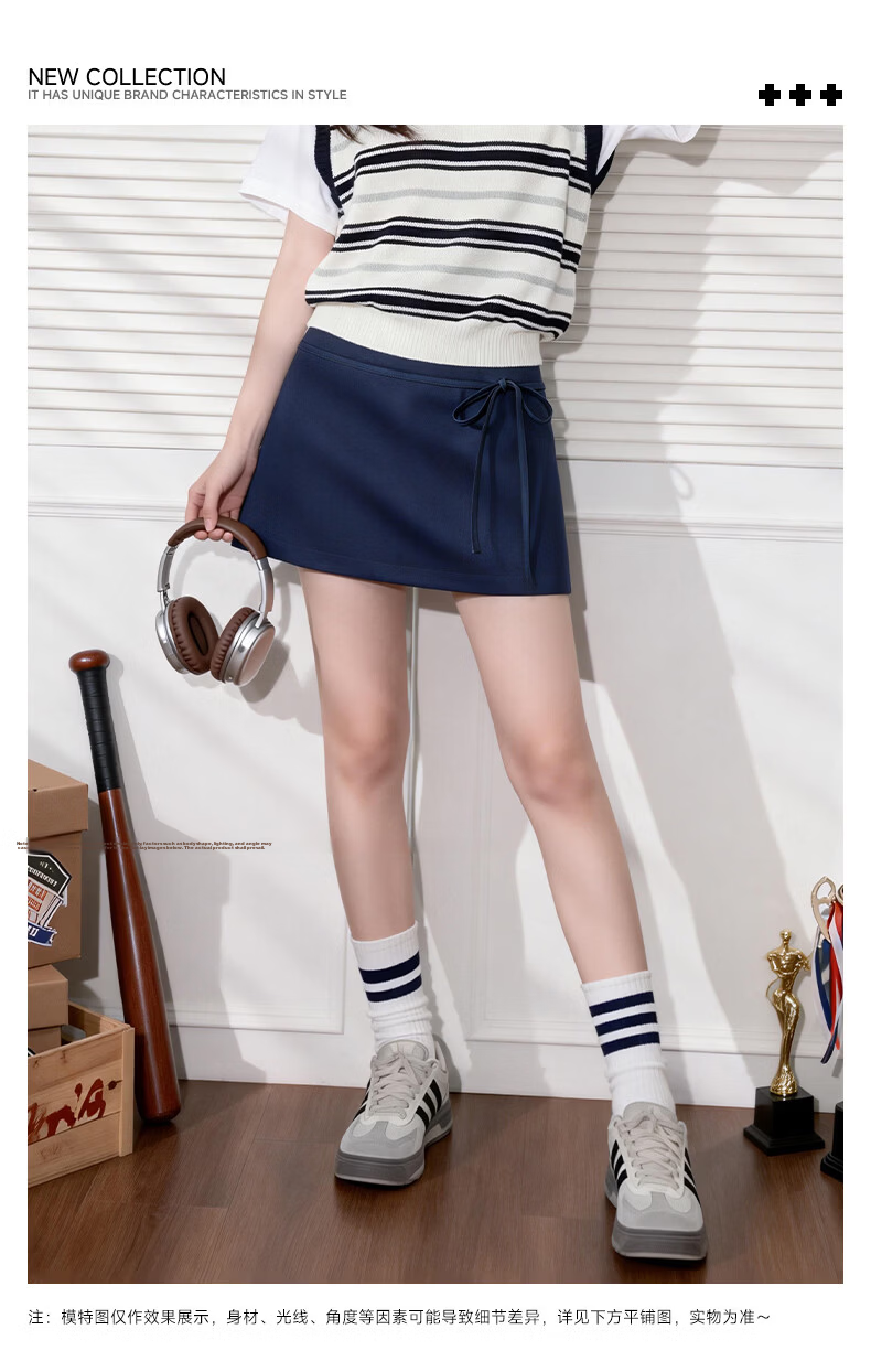 TonLion Women's Short A-Line Skirt Korean Style Petite Elegant Skirt with Bowknot and Anti-Exposure Lining College Style 2