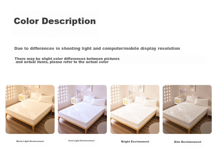 JD Original Soft Padded Fitted Sheet, 120g Thickened Washable Brushed Class A Mattress Protector Cover for 1.8m Bed, White 13