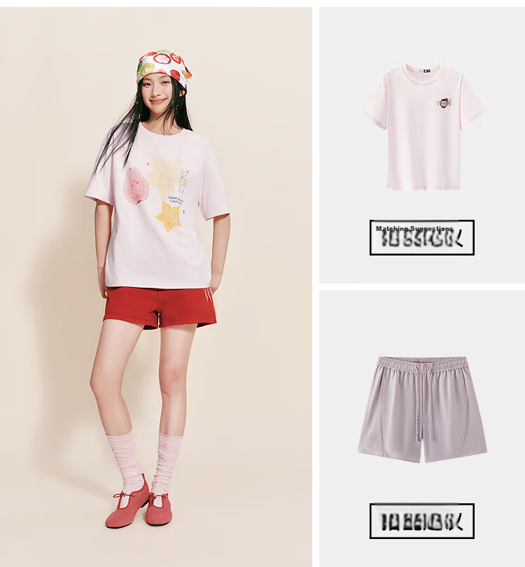 Semir Women's Summer Short Sleeve T-Shirt Mid-Length Loose Pure Cotton Rhinestone Fruit Pullover 2026 109326100028 16