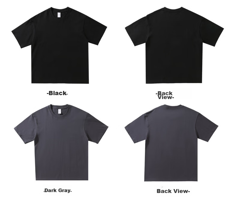 ROMON Men's 260G Heavyweight Long-Staple Cotton Short Sleeve T-Shirt Summer Black M 16