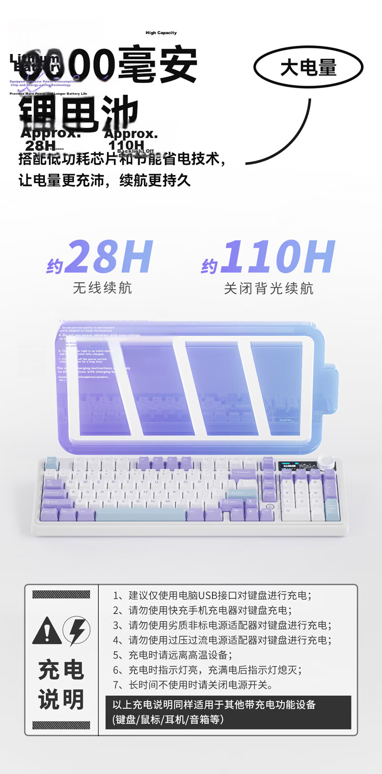AJAZZ AK980V2 Tri-Mode Wireless Mechanical Keyboard RGB Lighting 8000mAh Battery Gasket Full-Key Hot-Swappable 101-Key 2U0 Original Black Gray Yellow Rabbit Sunflower Switch 7