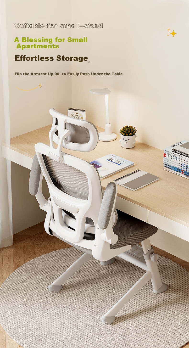 Deli KF268S Ergonomic Computer Chair for Middle School Students Adjustable Height Folding Armrests with Footrest 14