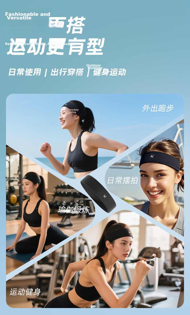Keep Sports Sweatband for Women, Sweat-Absorbing Running Headband, Yoga Headscarf for Men, Fitness Band, Gray And Smoky Purple 4