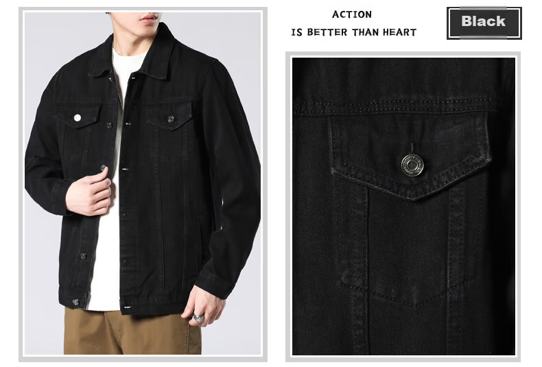 Pierre Cardin Jacket for Men, Summer Fashion Simple Comfortable Trendy Casual Versatile Denim Coat, Black, 2XL 11