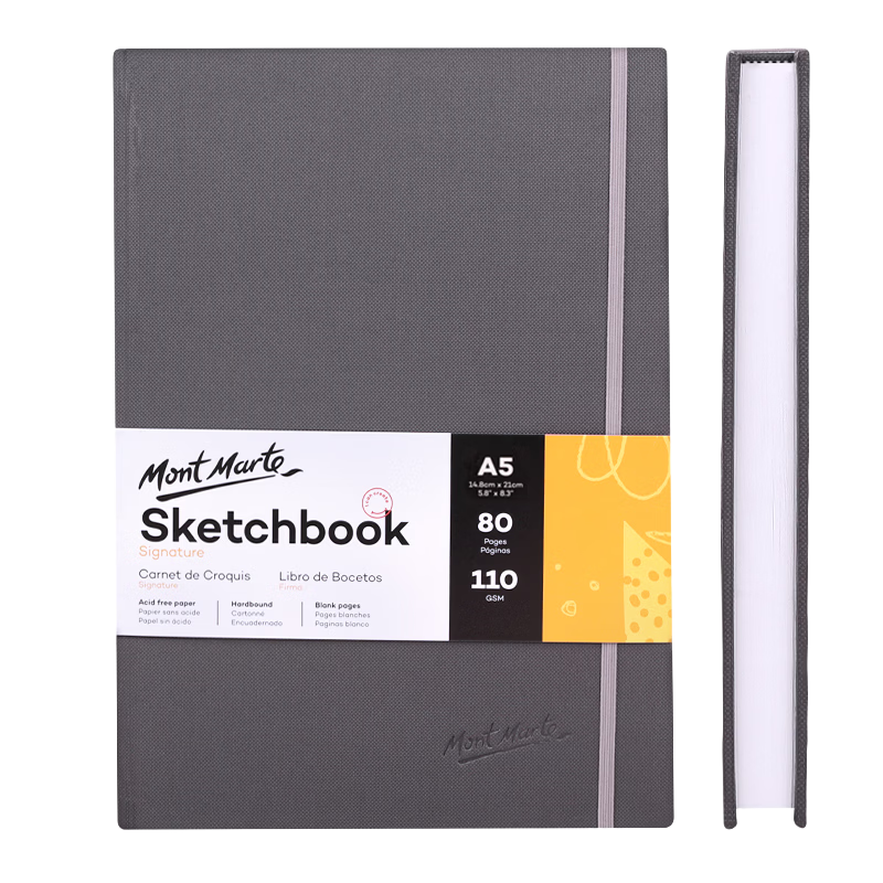 Mont Marte A5 Sketchbook 80 Sheets Thickened Art Colored Pencil Drawing Book Children's Drawing Hand-painted Sketchbook Student Drawing Notebook Journal