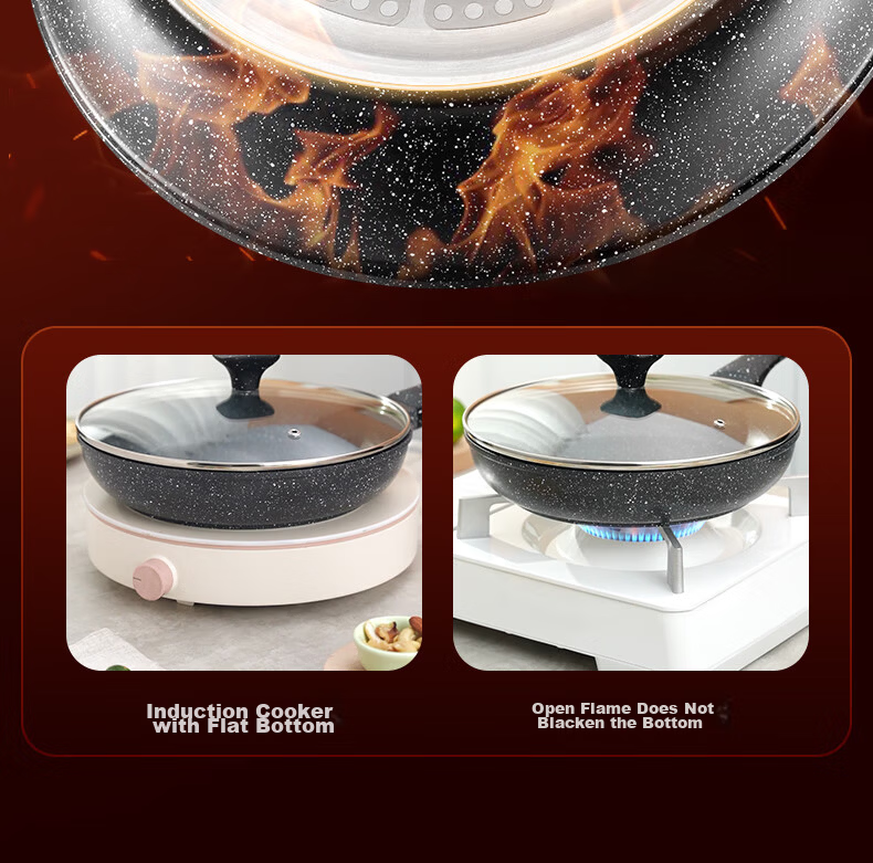 ASD Non-Stick Flat Frying Pan Maifan Stone Coating Multi-Functional Steak and Stir-Fry Pan 28cm Induction Cooker Compatible S11 26