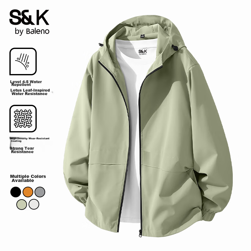 Baleno S&K Series Men's Outdoor Jacket Spring Autumn Hooded Loose Windproof Water-Repellent Sportswear 12