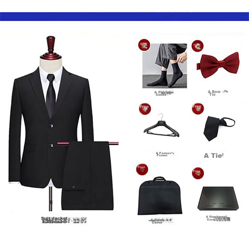 Dibinze Plus Size Men's Suit Set Loose Fit Big and Tall Formal Blazer Groom Best Man Wedding Attire 5
