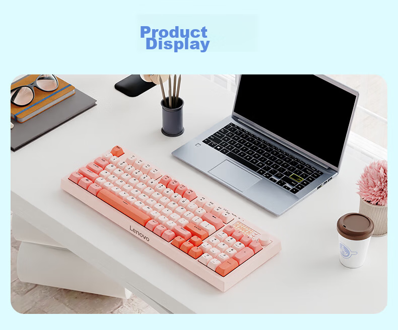 Lenovo Xiaoxin K1P Quiet Wireless 98-Key Keyboard And Mouse Combo, Jelly Touch Mechanical Rebound, Multi-Key Shortcuts, 3-Level DPI, Windows Compatible, Moon White 12