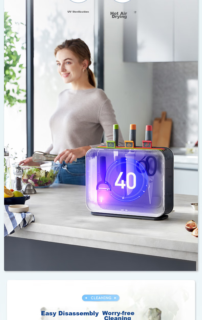 Morphyrichards Disinfection Knife Holder Third Generation, Classified Cutting Board, Knives, Chopping Board, Chopsticks, UV Sterilization And Drying All-In Machine, Six Knives Three Boards Set MR1002, One's Member 5