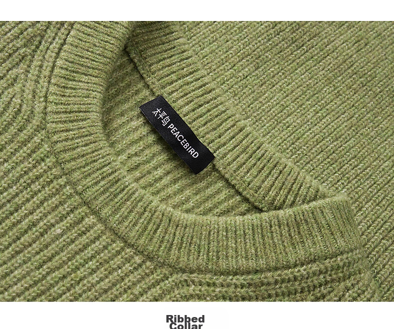 Peacebird Mens Casual Crew Neck Solid Color Brushed Yarn Loose Sweater Moss Green XL First Batch 17