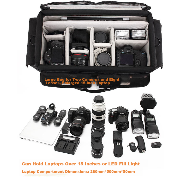 SVATIN HDV5024 Multi-Camera Multi-Lens Professional Photography and Videography Bag Matrix Load-Bearing Camera Bag with Accessories and Laptop Compartment 14