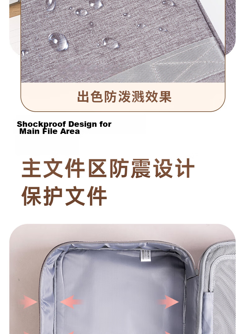 Deli Waterproof And Dustproof Document Storage Bag, Large Capacity Multifunctional Home File Organizer Briefcase with Built-In PP Dividers, Three Layers, Navy Blue 9