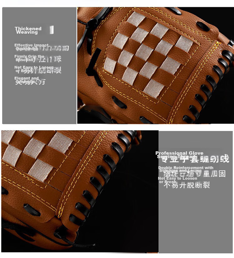 INVUI Baseball Glove Pitching Softball Kids Thickened Wear-Resistant Catcher's Glove (1 Soft Baseball) Size S Pink 4