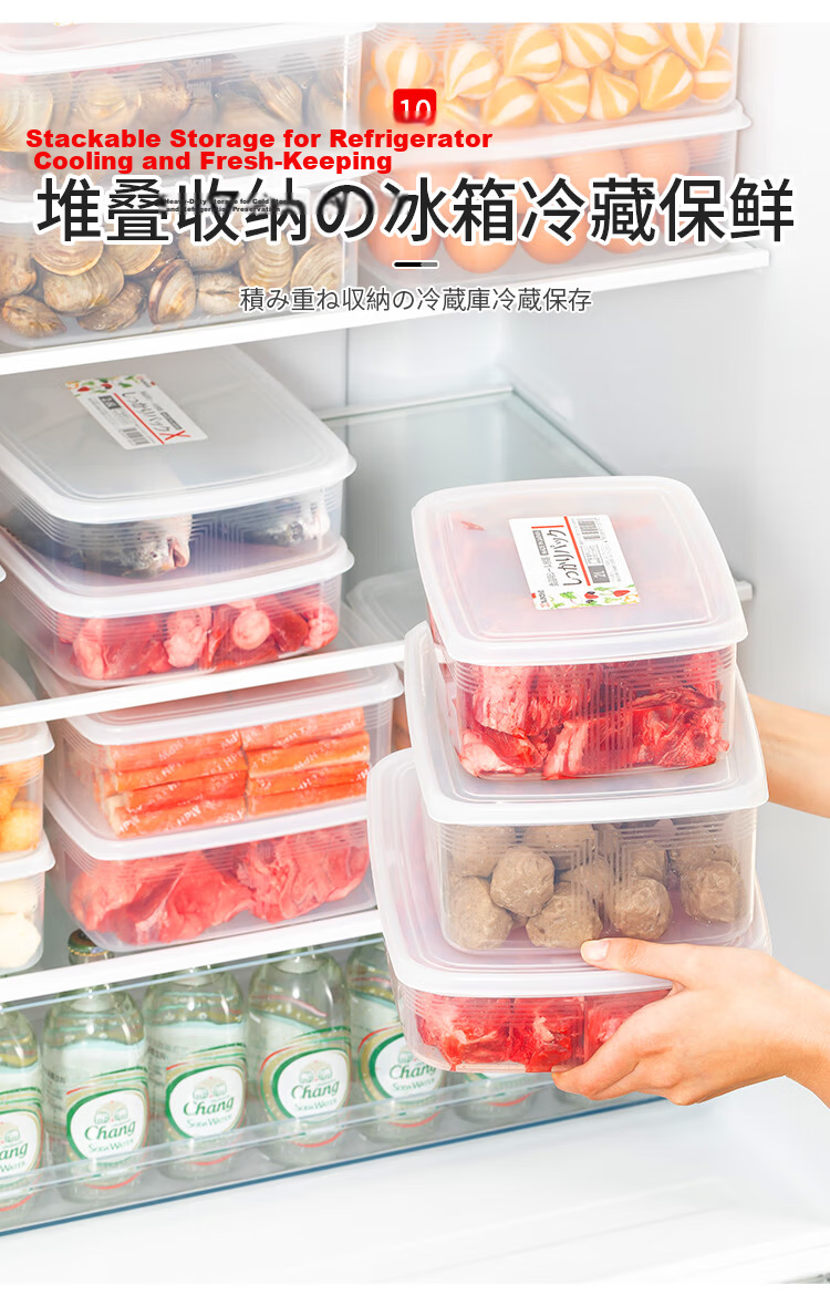 KATEI STORY Japanese Imported Refrigerator Freezer Meat Storage Container, Food-Grade Onion Ginger Garlic Storage Box, Frozen Sealed Container 11