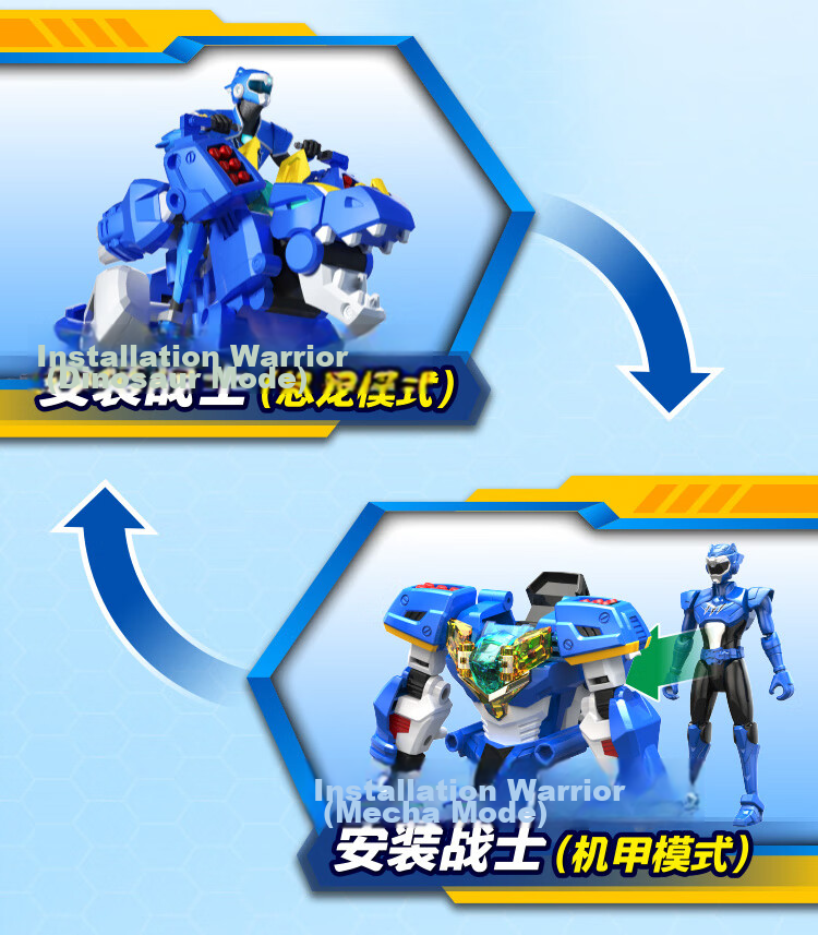 JUMPGO Mini Special Agent Super Dinosaur Power Transforming Dragon King Toy Boys Children's Gift 4
