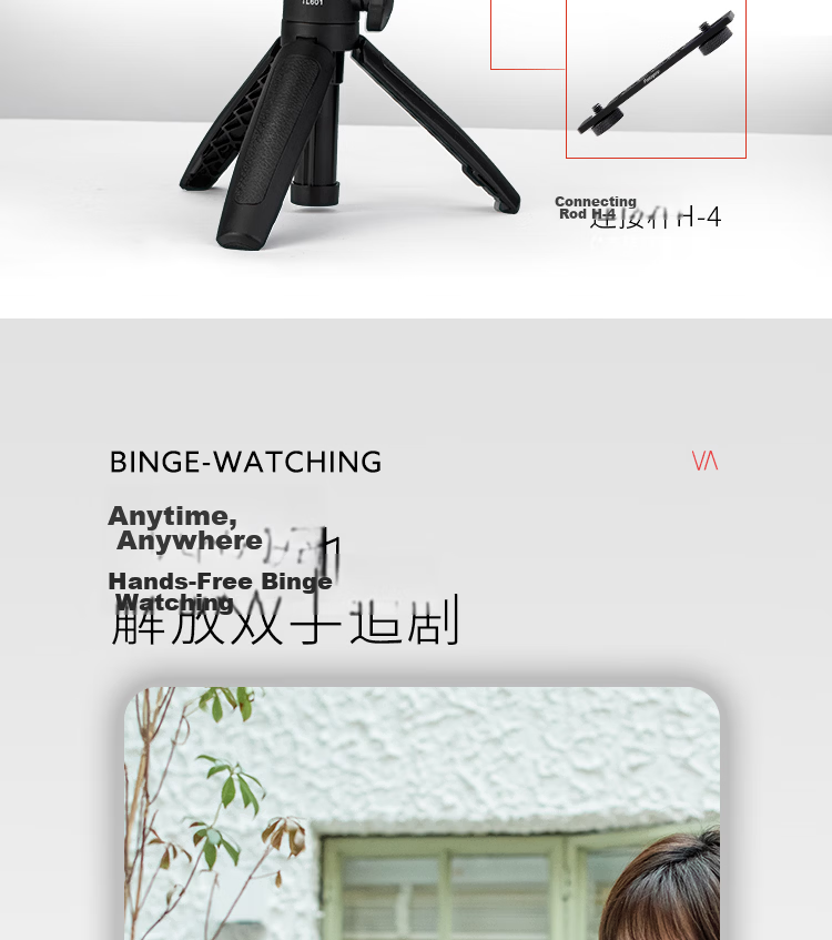 Fotopro TL-601 Portable Mini Camera Tripod Smartphone Live Streaming Stand Compatible with DJI Pocket 3 GoPro Action 3 Mount Black 10