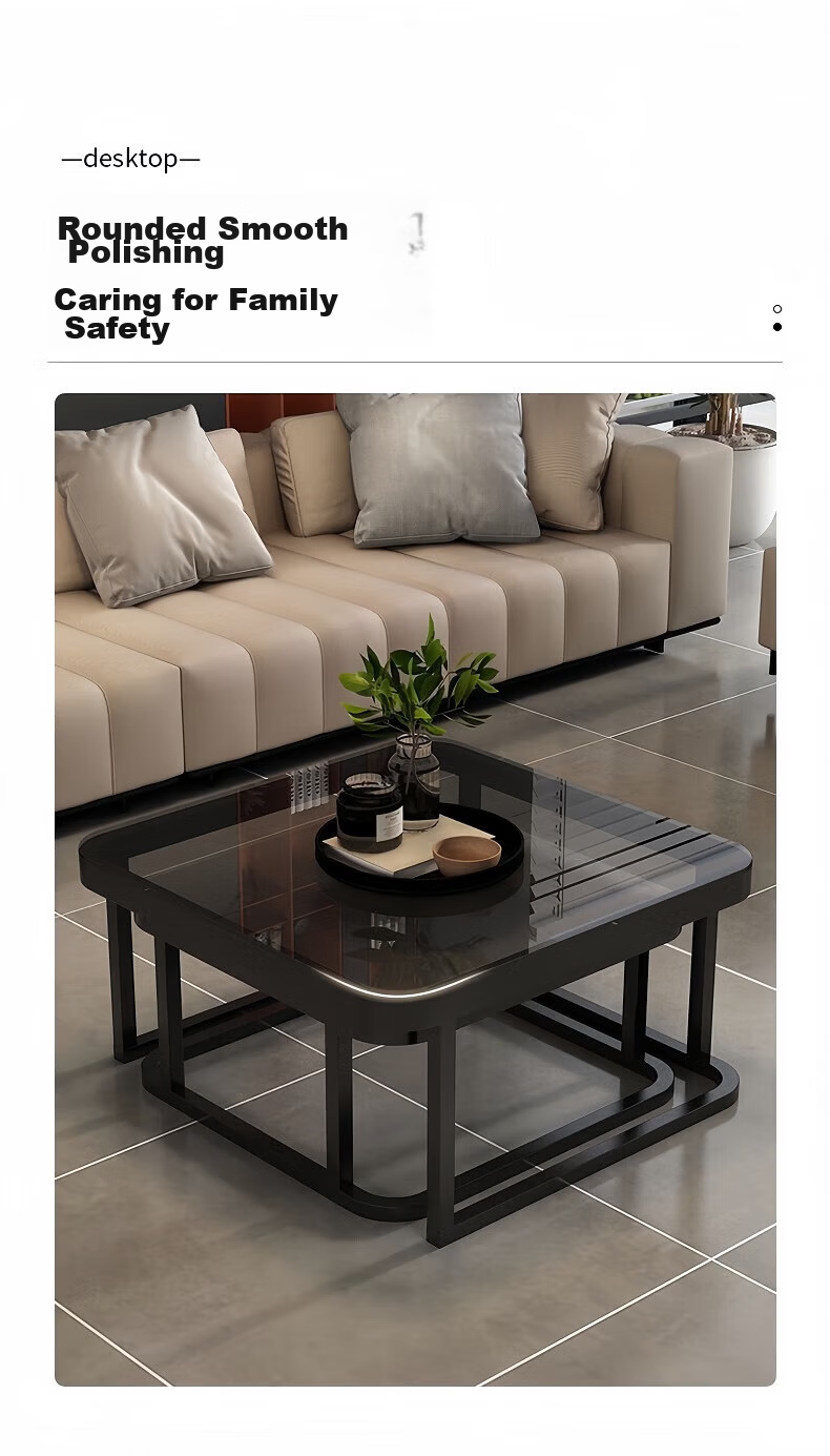 Gupujia Coffee Table for Living Room, Small Apartment, Modern Minimalist, Rock Slab, Light Luxury, Glass Round Table for Guests, Balcony Side Table 4