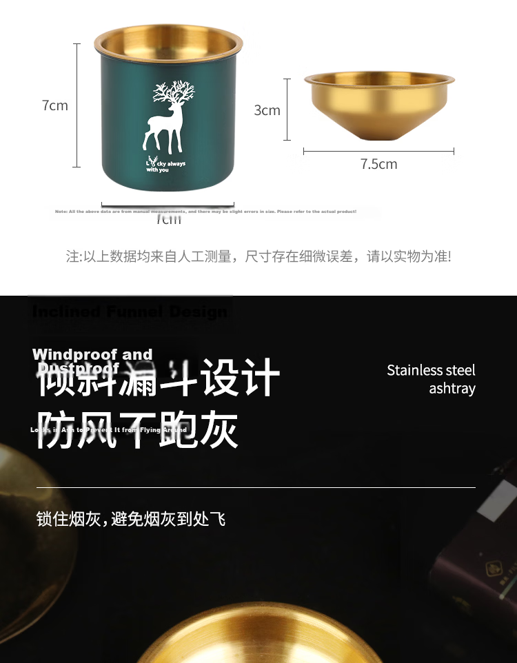 TaTanice Ashtray, Windproof And Ash-Proof Stainless Steel Ashtray for Home, Office, Restaurant, Internet Cafe, Shatterproof Ashtray 4
