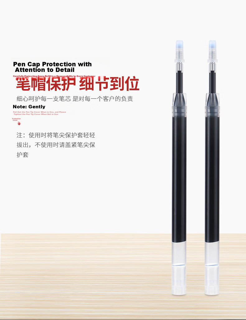 BAOKE PS2620 Retractable Gel Pen Refills, 0.5mm Bullet Tip, Blue Ink, 20 Pieces Per Box 9