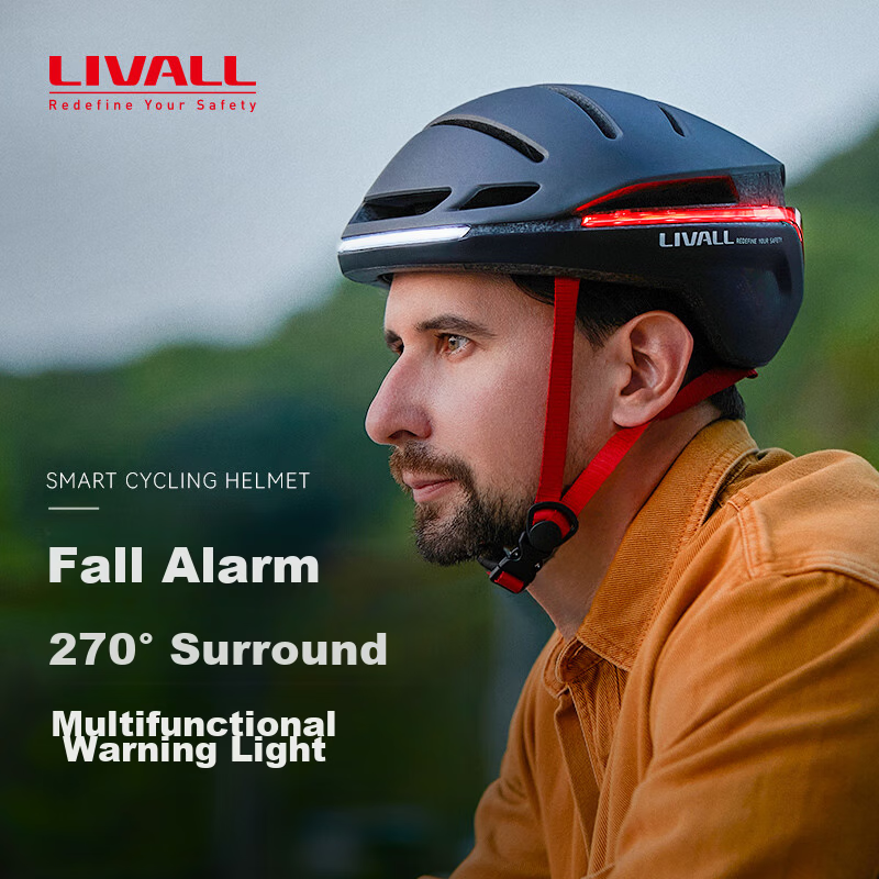 LIVALL Smart Cycling Helmet EVO21 Black with Light, Unisex Bicycle Road Commuter Crash Protection