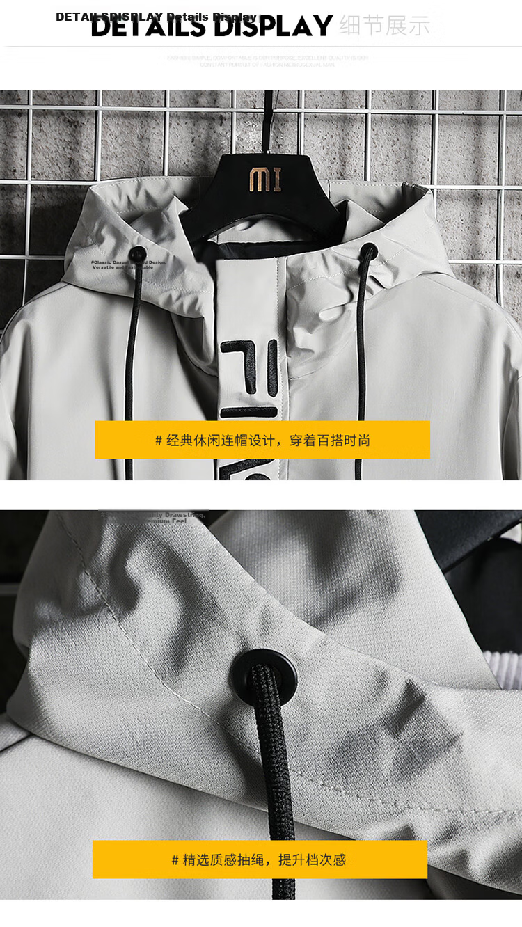 Touhaoqingnian Men's Windbreaker Jacket, Autumn And Winter Fleece-Lined Thick Workwear, Loose-Fitting Hooded Sports Coat for Men, Green, Size L 14
