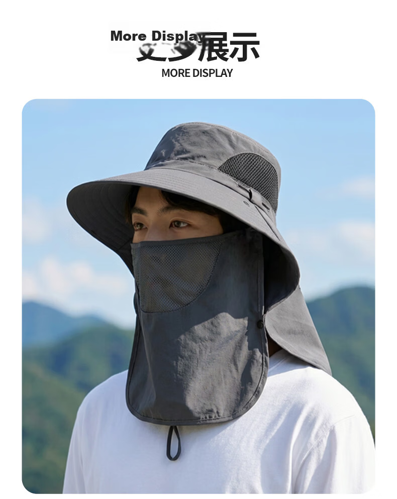 CARTELO Men's Sun Protection Hat UV Protection Outdoor Fishing Bucket Hat Summer Face Cover Sun Hat 13
