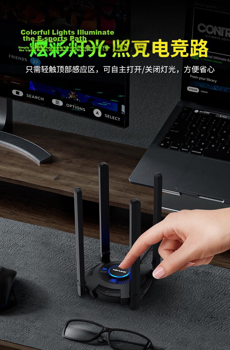 Wavlink USB Wireless Network Adapter for Desktop, 5G Gigabit High-Speed Driverless AX5400M Computer Host Laptop External Gaming Network WiFi 6 Receiver Pro54 9