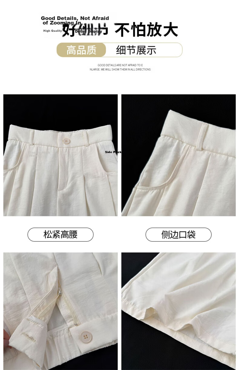 LangSha Milk Puff Suit Shorts for Women, Ice Silk Summer New High-Waist Loose Casual Mid-Length Pants, Relaxed Loose-Fitting Five-Point Shorts 6